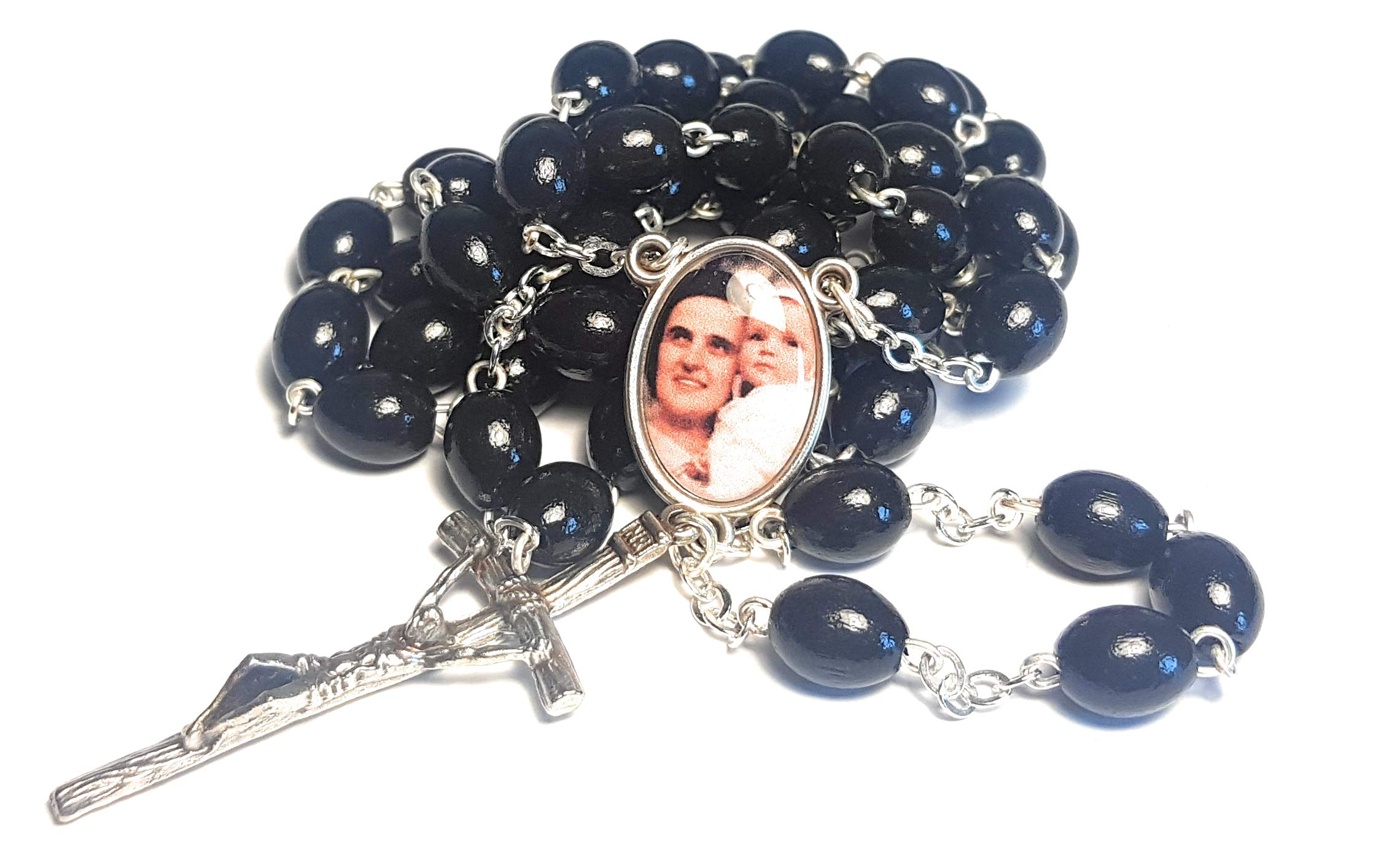 Relic Rosary 3rd Class Saint Gianna Beretta Molla Patron Mothers Physicians Unborn Children Wives Family Uterine Breast Cancer embarazadas enfermas uterino mamario (Black Color Large Centerpiece)