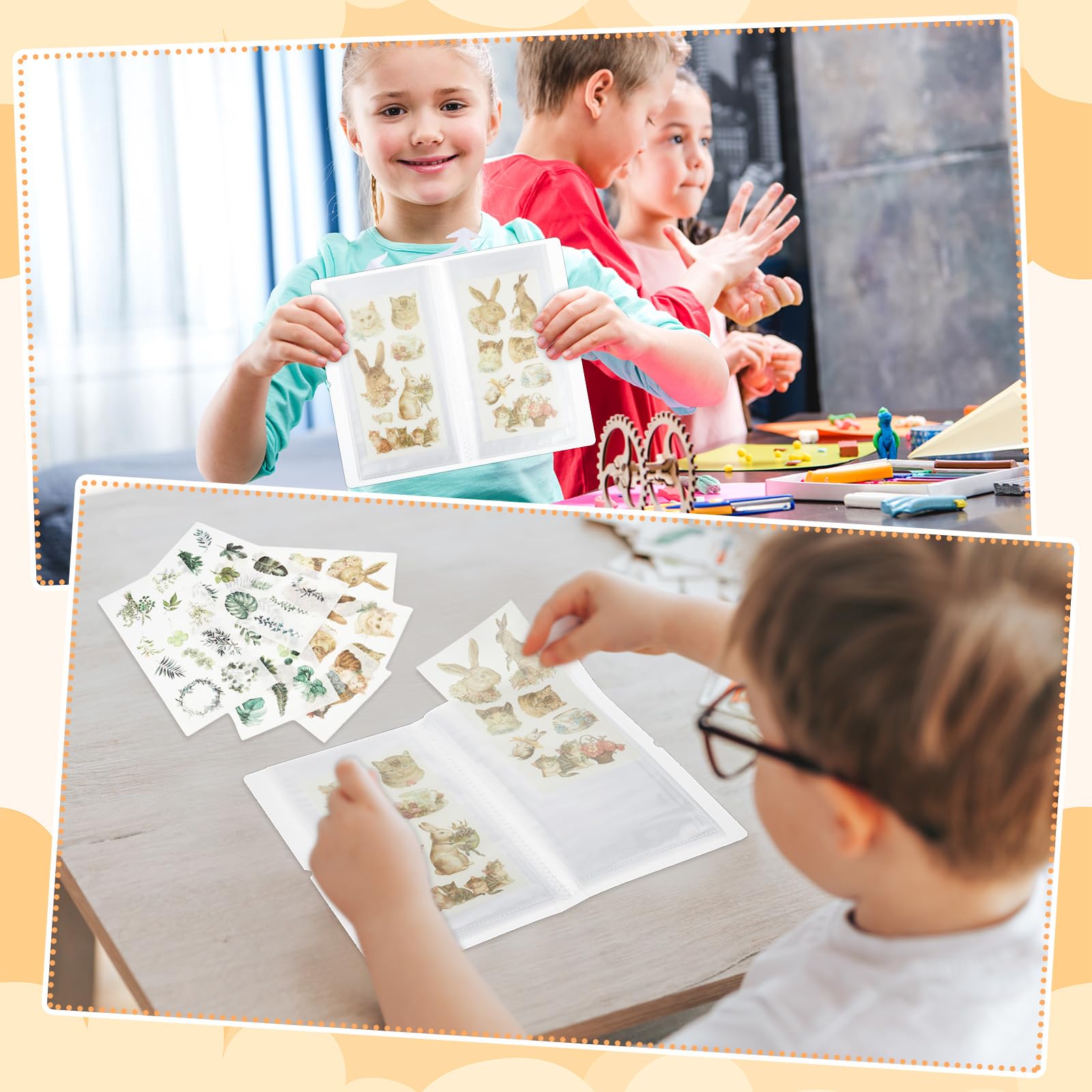 2 sztuki, 4,8 x 24,6 cm, duży, przezroczysty, organizer do przechowywania, książka, wielokrotnego użytku, do przechowywania, do planera, scrapbookingu, naklejek, dwustronnych, 50 stron