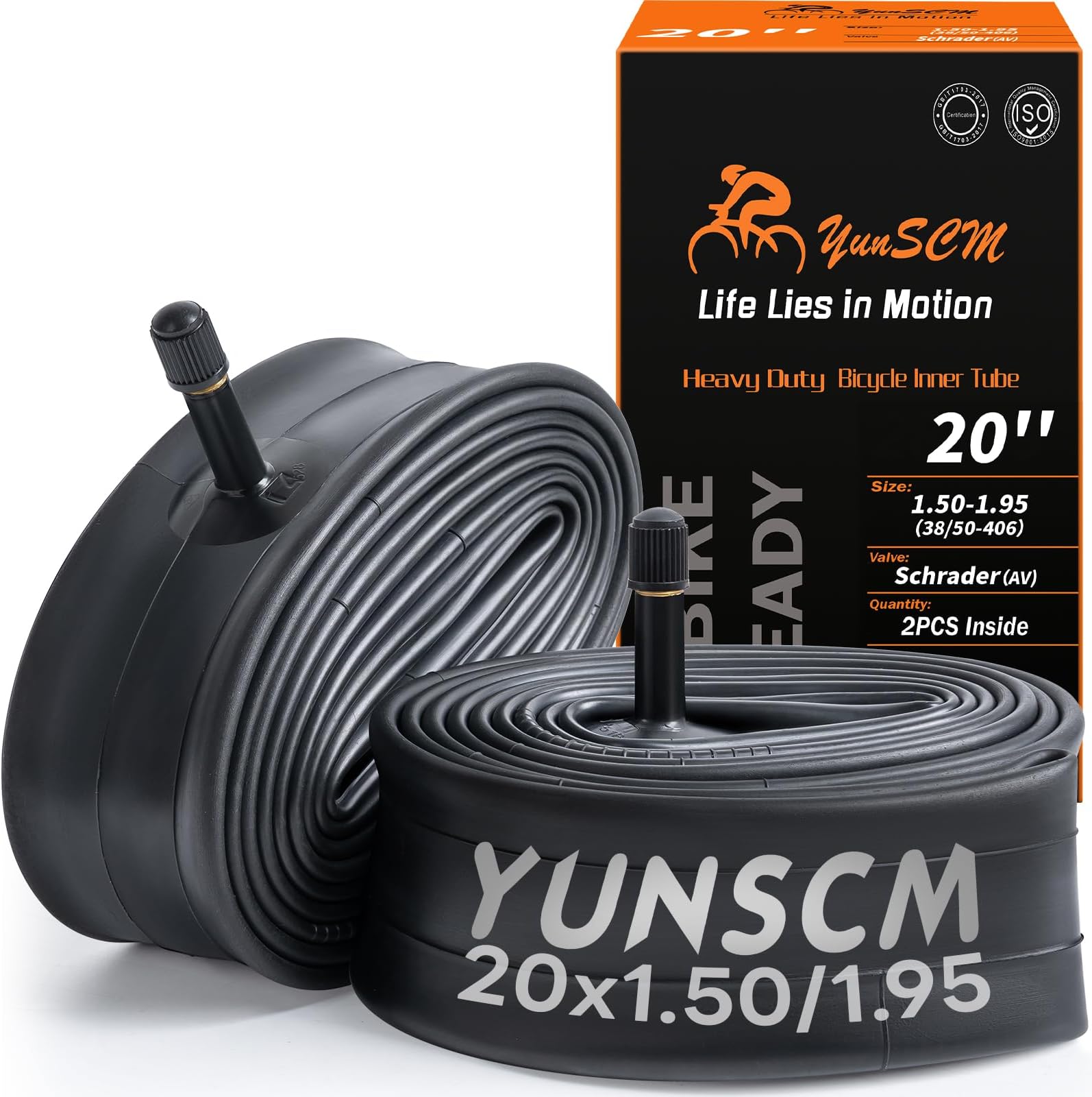 2-PCS 20" Heavy Duty Bike Tubes 20x1.50/1.75/1.90 AV Schrader Valve 20" Bicycle Tubes Compatible with 20 x 1.50 20 x 1.75 20 x 1.90 Bike Tire Tubes