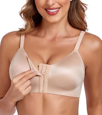 Lemorosy Womens Front Closure Comfortable Wireless Bra | Full Coverage, Lightly Lined Cups for Plus Size Large Breasts, Multiway Convertible
