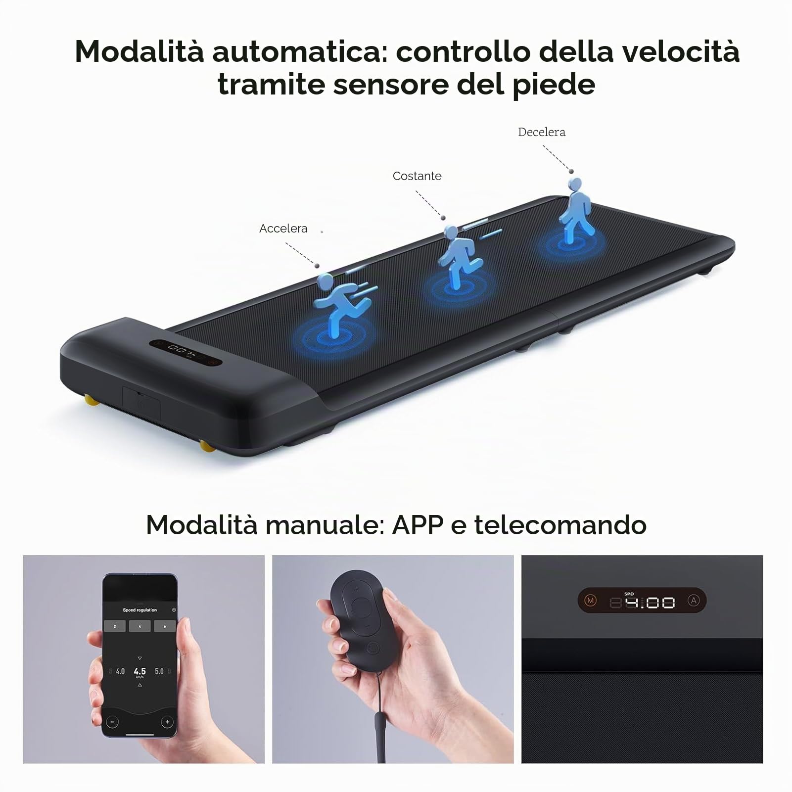 WALKINGPAD Tapis Roulant C2 (S1), Tapis Roulant Elettrico Pieghevole Sotto la Scrivania, 6 km/h, per Casa e Ufficio, con Telecomando e App