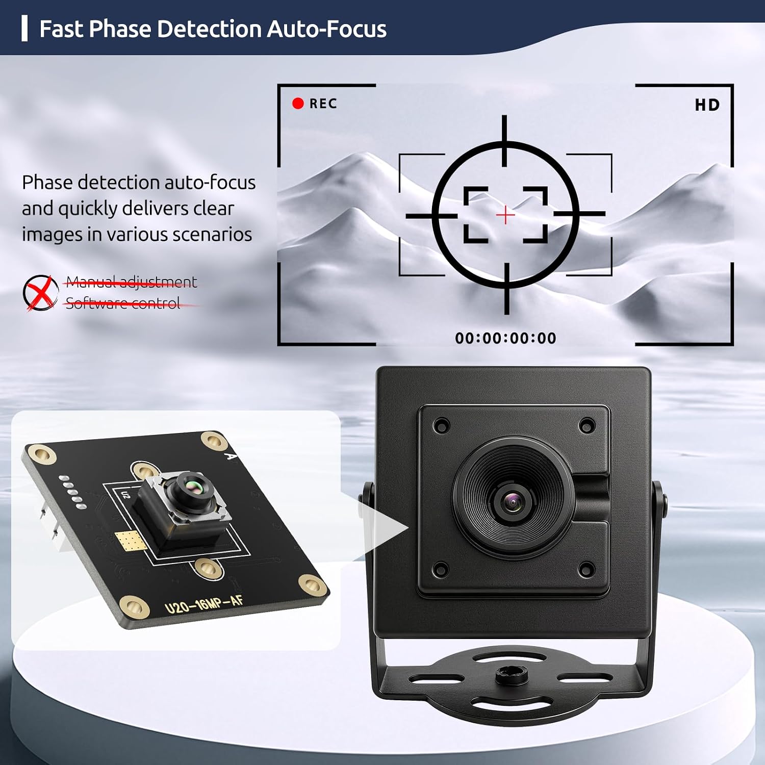 16MP 4656x3496 USB 2.0 UVC Camera with Metal Case, Auto-Focus, 1/2.8" IMX298 HDR Sensor, 4K@30fps, Plug-Play for PC/Raspberry Pi/Jetson Nano/SBCs/Windows/Linux/Android/MacOS