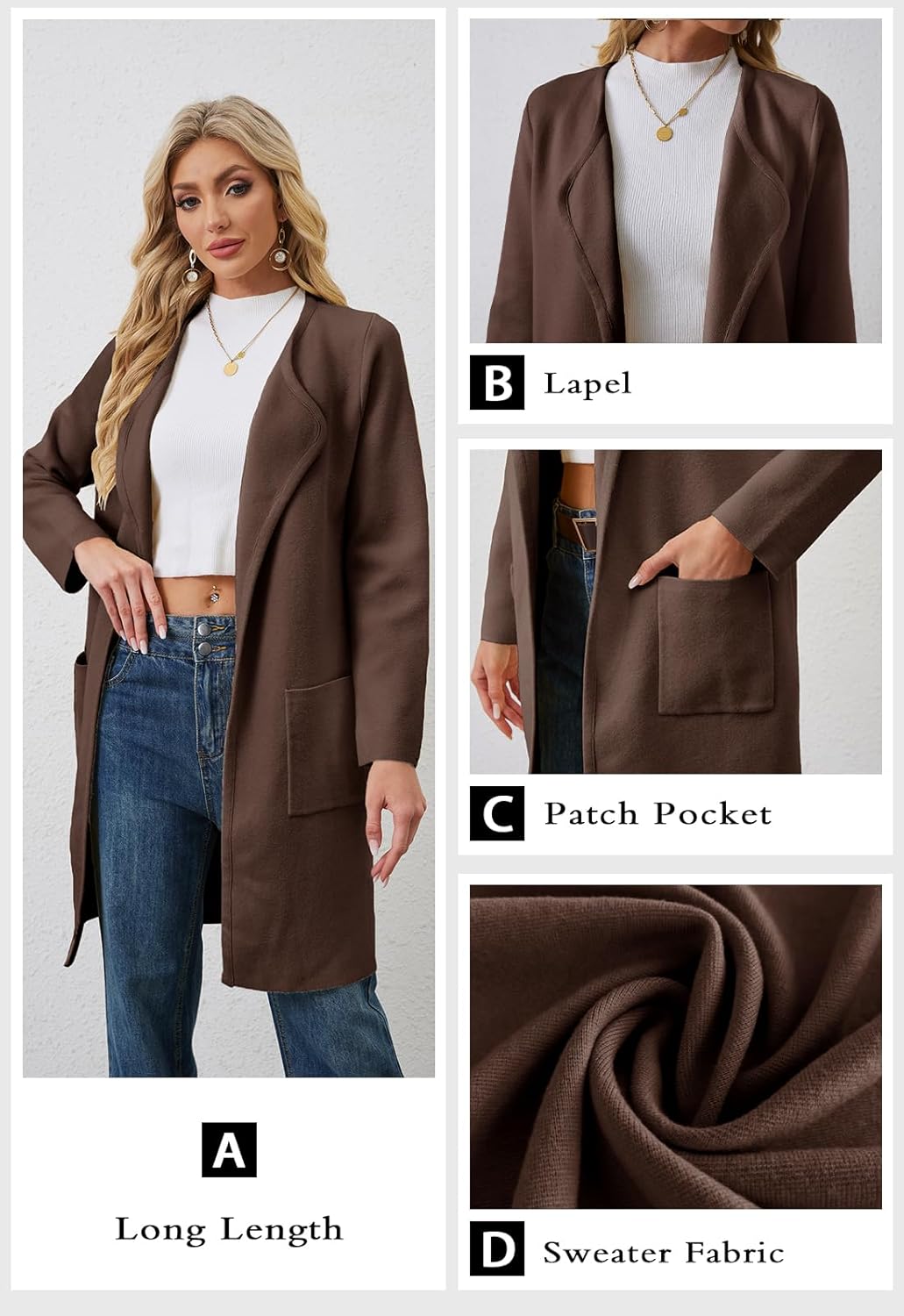 Alaster Queen Women's Open Front Fall Cardigan Long Sweater Knit Winter Coatigan Jacket Cardigan Coats with Pockets - Image 6