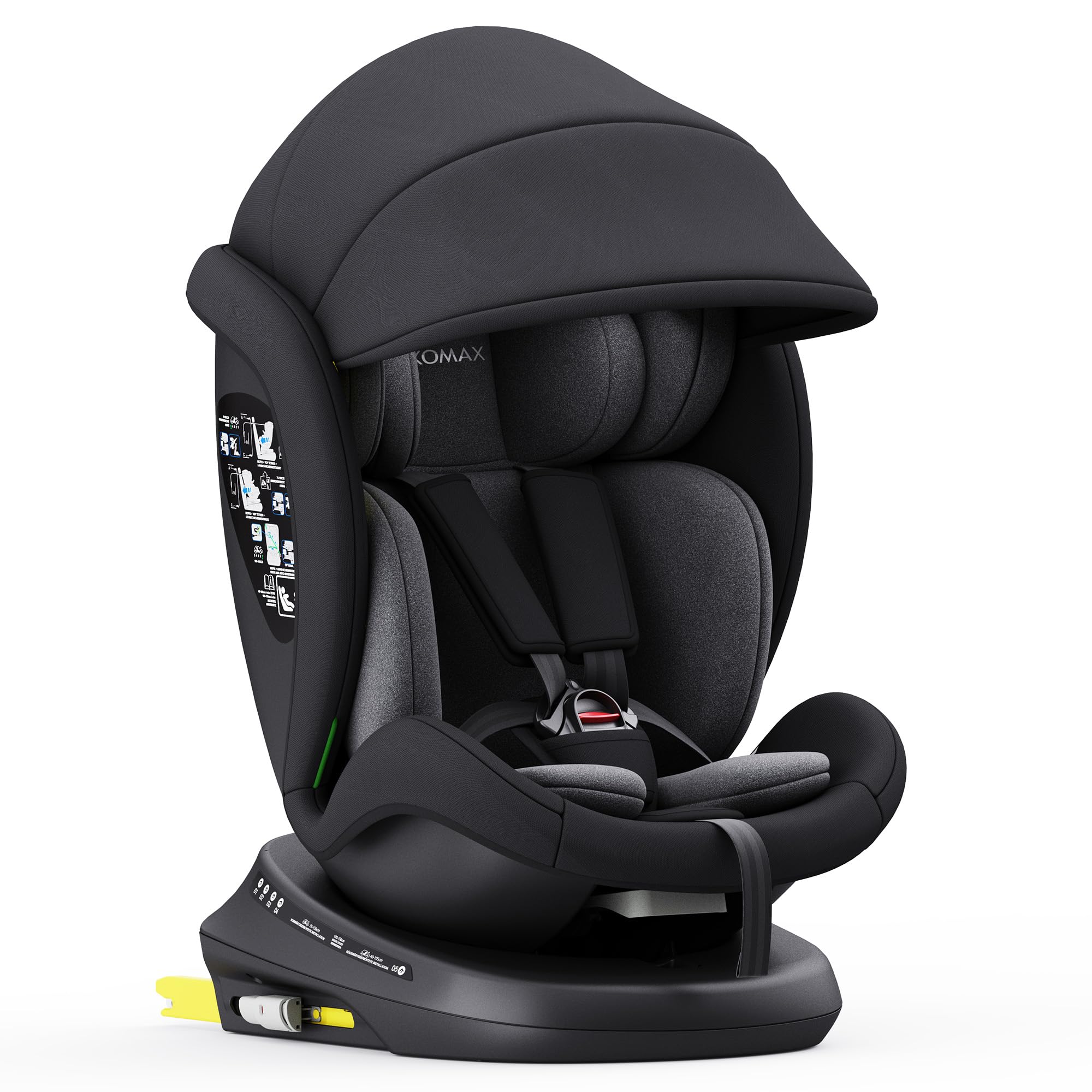 XOMAX 946i Asiento infantil giratorio 360° con ISOFIX, función reclinable I creciente I 0-36 kg, 0-12 años, grupo 0/1/2/3, arnés de 5 puntos y cinturón de 3 puntos, funda extraíble, lavable I ECE R129