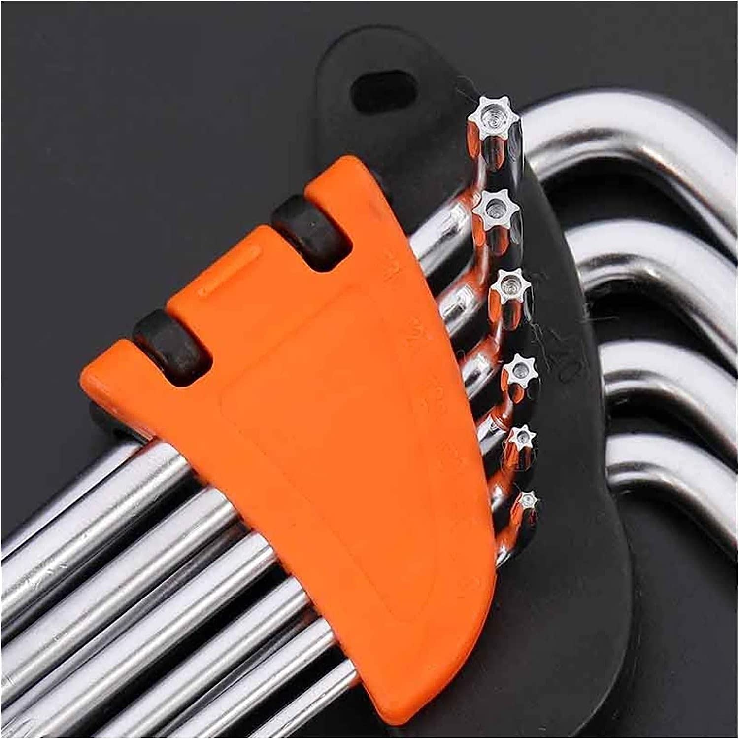 Llave hexagonal, 9 piezas Tuercas de tornillo en forma de L Llaves Bola Hexágono Torx Herramientas de reparación Juego de llaves Allen Llave hexagonal Llave ajustable Llaves portátiles(Silver)
