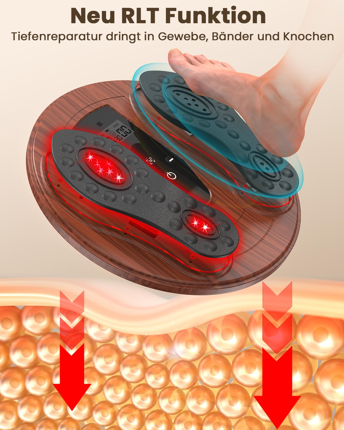 Medic Durchblutungs-stimulator Beine mit 850NM Infrarotlicht, Neu Rotlichtlampe Therapie Durchblutungsstimulator Füße Beine mit 4 TENS Elektroden Pads, EMS Fußmassagegerät Elektrisch für Durchblutung