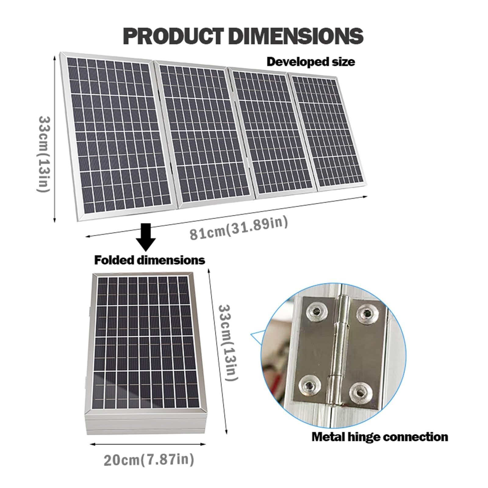 Panneau solaire portable pliable d'efficacité 800W 12V, cellules en silicium polycristallin, idéal for le camping en plein air, le camping-car, la navigation de plaisance