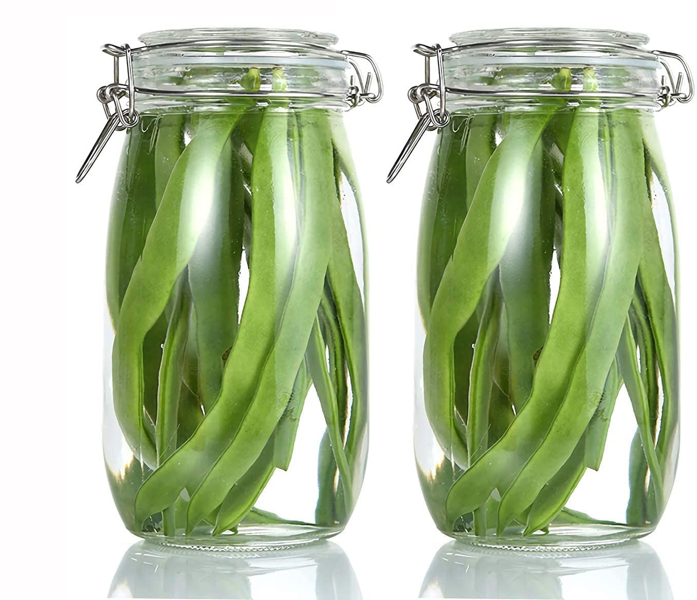 Ash & Roh® - long Airtight Glass Canister with Lids, Food Storage Jar Square, Storage Container with Wide Mouth and Rubber Gasket for Kitchen Canning Cereal, Pasta, Flour, Beans, 2200 ml (2) (0205653448) Amazon Price History, Amazon Price Tracker
