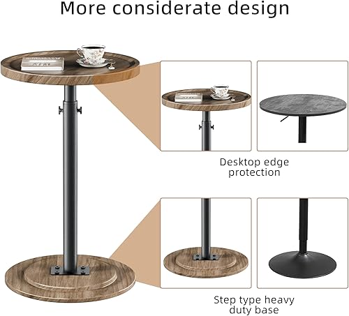 Miniatura 4 de Mesa auxiliar de pedestal, mesa redonda para bebidas para espacios pequeños, mesa auxiliar de altura ajustable, mesa de cóctel para sala de estar,