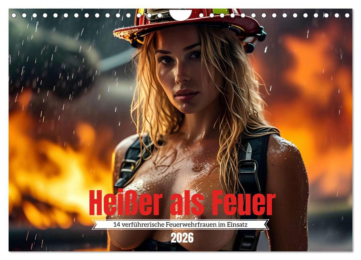 Hotter than fire: 14 seductive firewomen in action UK-Version (Wall Calendar 2026 DIN A4 Landscape), CALVENDO 12 Month Wall Calendar โ image 1