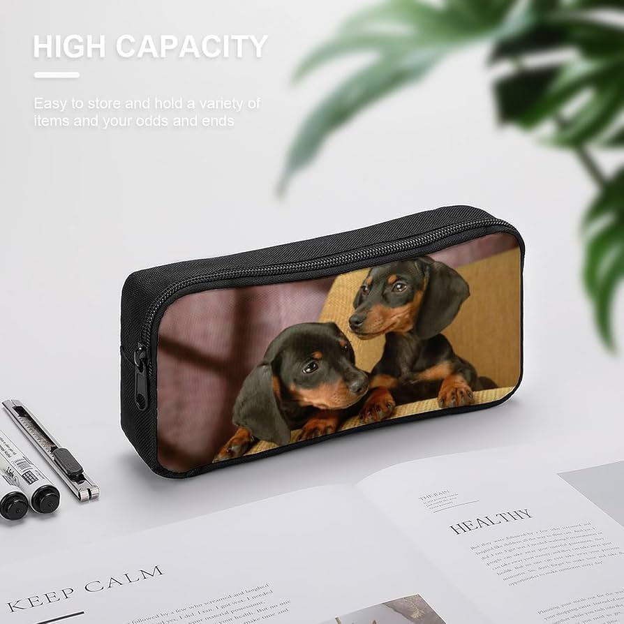 かなみです ダブルファスナーペンケース ダックスフント かなみです かなみです ダブルファスナーペンケース ダックスフント かなみです