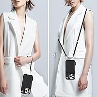 Vista 5 de Bocasal Funda tipo cartera cruzada para iPhone 15 Pro, funda de piel con bloqueo RFID y soporte para tarjetas, funda protectora con cremallera