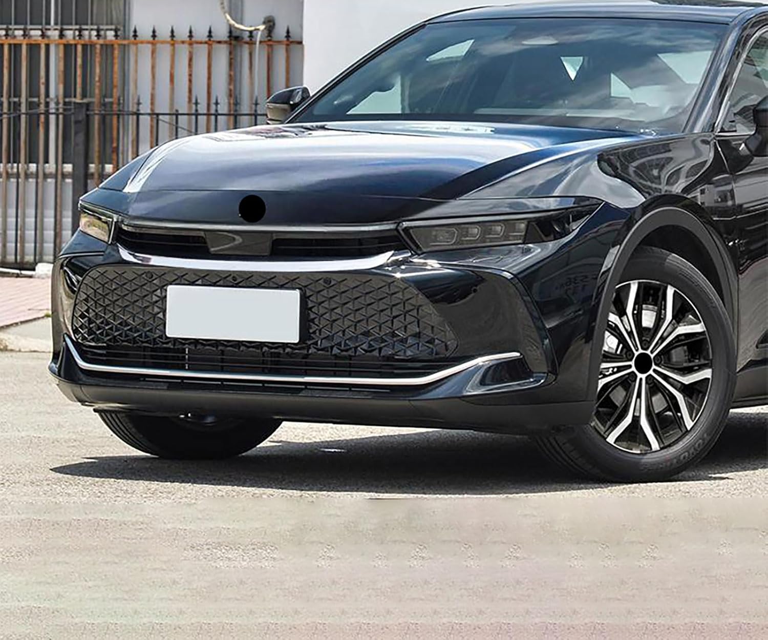 Car Accessories Compatible With Toyota Crown 2023 2024 2025 2026 Exterior Front Upper Grill Grilles Hood Frame Cover Trims ABS 1PCS(Glossy Chrome Style)