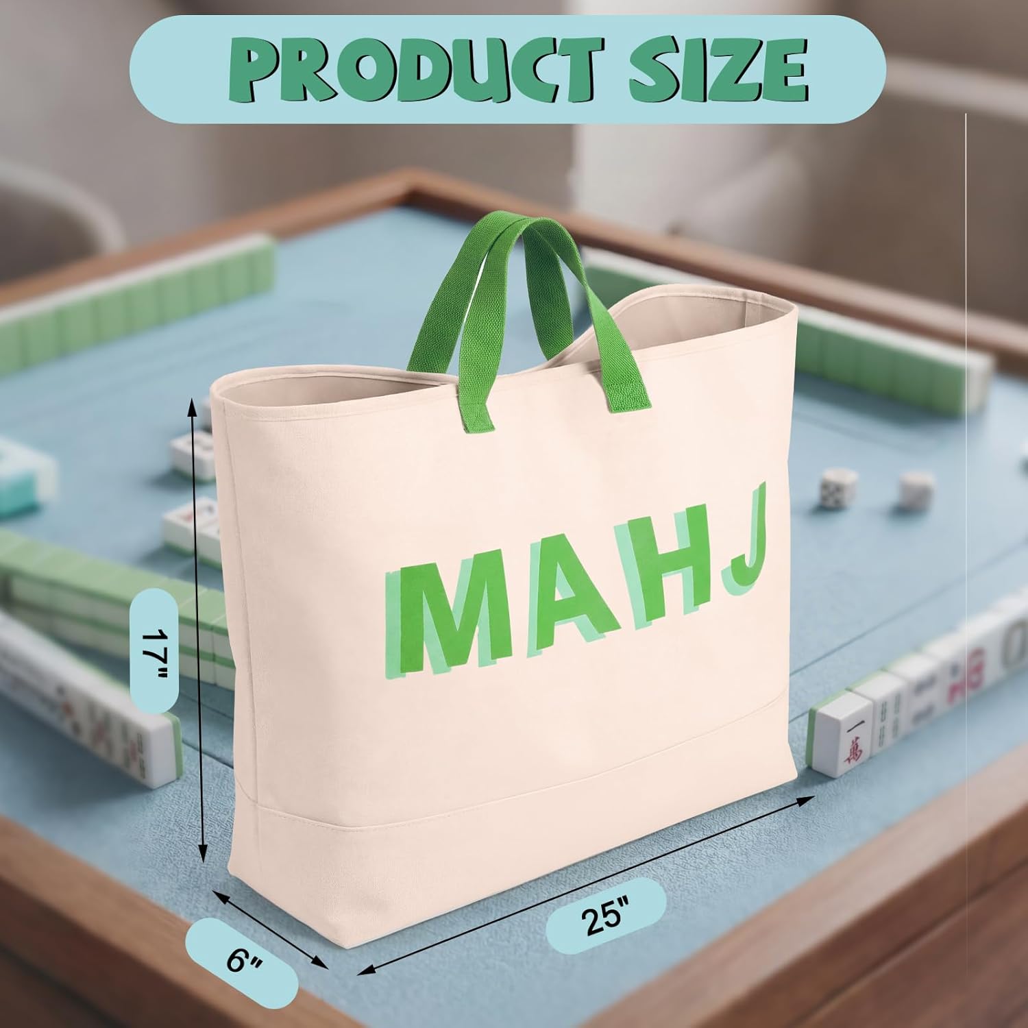 Empty Mahjong Bag for Tiles and Racks American Mahjong Tiles Carrying Bag Mah-Jong Organizer Portable (Bags Only)(Green)