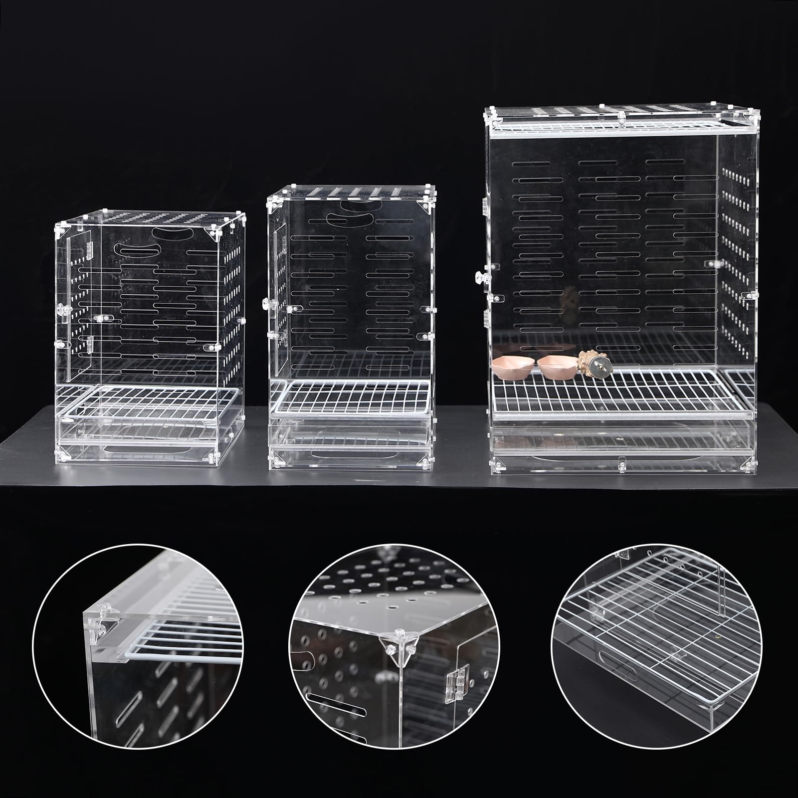 Clear Acrylic Bird Cage for Small Birds, Transparent Display Habitat for Canary, Parakeet - Easy to Clean & Assemble (9x12x15in) - image 3