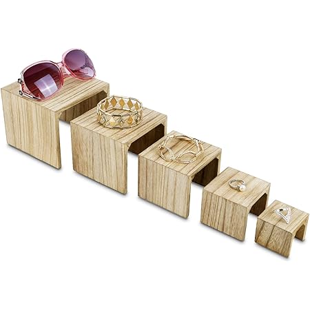 Amazon.com: MOOCA Wooden 3 Pcs Square Risers for Display Jewelry and ...