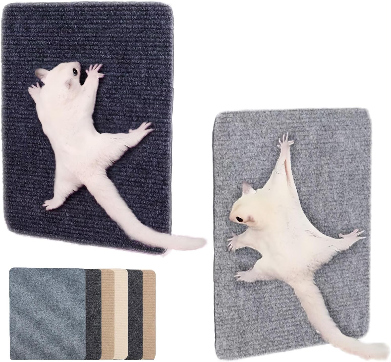 Sugar Glider Toys, Sugar Glider Climbing Mats, Self-Adhesive Cage Accessories for Sharpening Claws, Small Pets Enrichment Toys Scratching Pads for Wall or Furniture, Saving Space (6pcs)