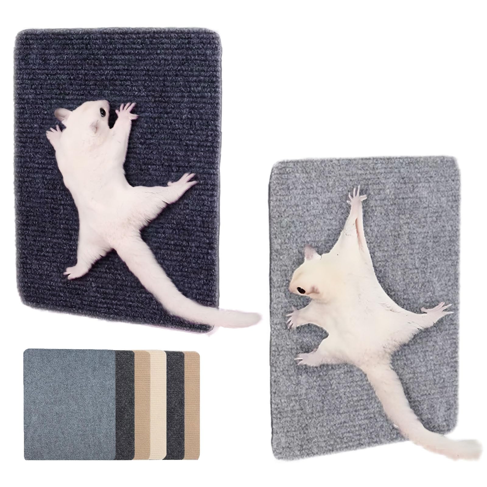 Sugar Glider Toys, Sugar Glider Climbing Mats, Self-Adhesive Cage Accessories for Sharpening Claws, Small Pets Enrichment Toys Scratching Pads for Wall or Furniture, Saving Space (6pcs)
