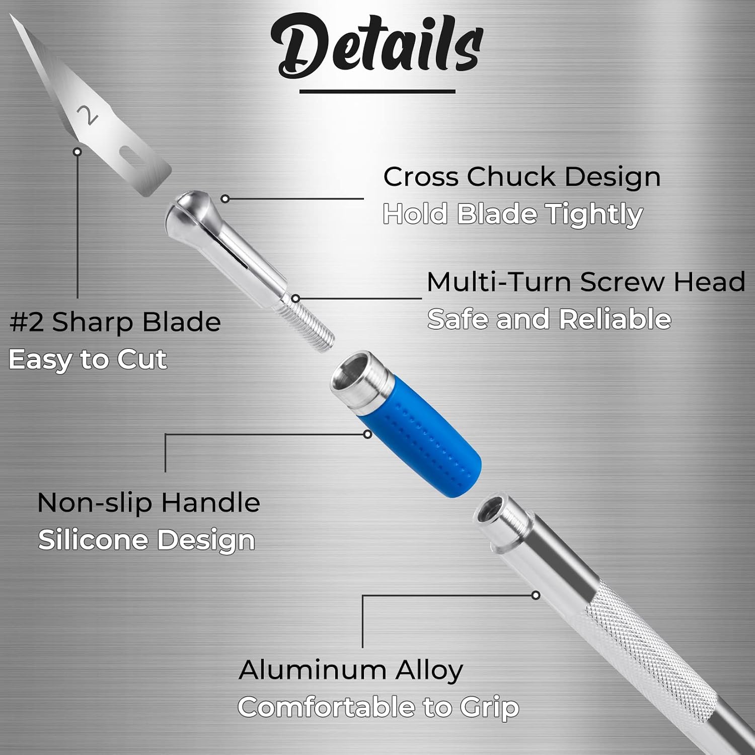 Jetmore 42 Pack Craft Knife Kit, 2 PCS Hobby Knife Precision Cutter Silicone Handle with 40 PCS #2 Hobby Knife Blades for DIY, Cutting, Carving