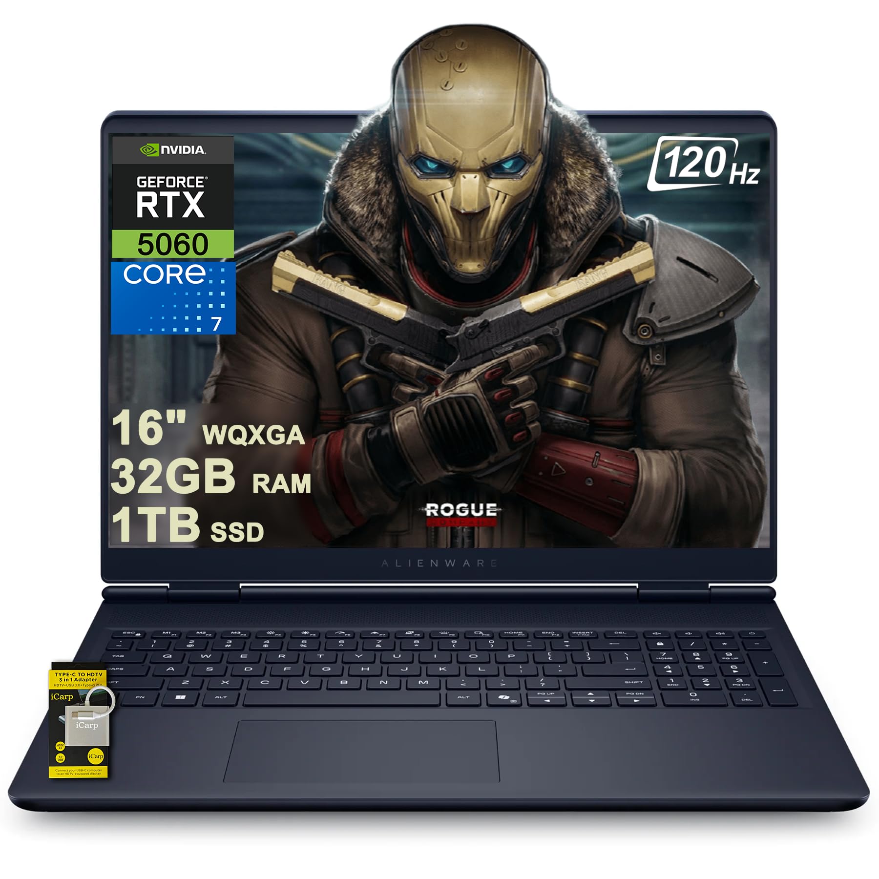 Alienware 16 Aurora Gaming AI Laptop 16" WQXGA 120Hz (100% sRGB) Intel 10-core Core 7 240H (>Ultra 7 165H) 32GB RAM 1TB SSD GeForce RTX 5060 DLSS4 (Up to 572 AI Tops) Win11Pro/Copilot