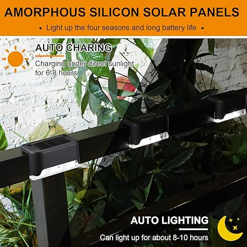 Miniatura 5 de Geelin 32 luces solares para terraza al aire libre, luces LED solares impermeables para escaleras, escalones, barandillas, patio, entrada, jardín,