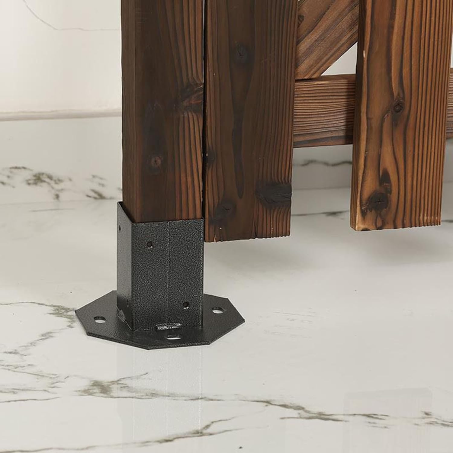 Deck Post Base Bracket for Decking & Porch Handrails, 2/4/6 Pack Steel Bolt Down Fence Holder with Fixings for Railing & Pergola Support Kit (6 Pack, 10x6.5cm)