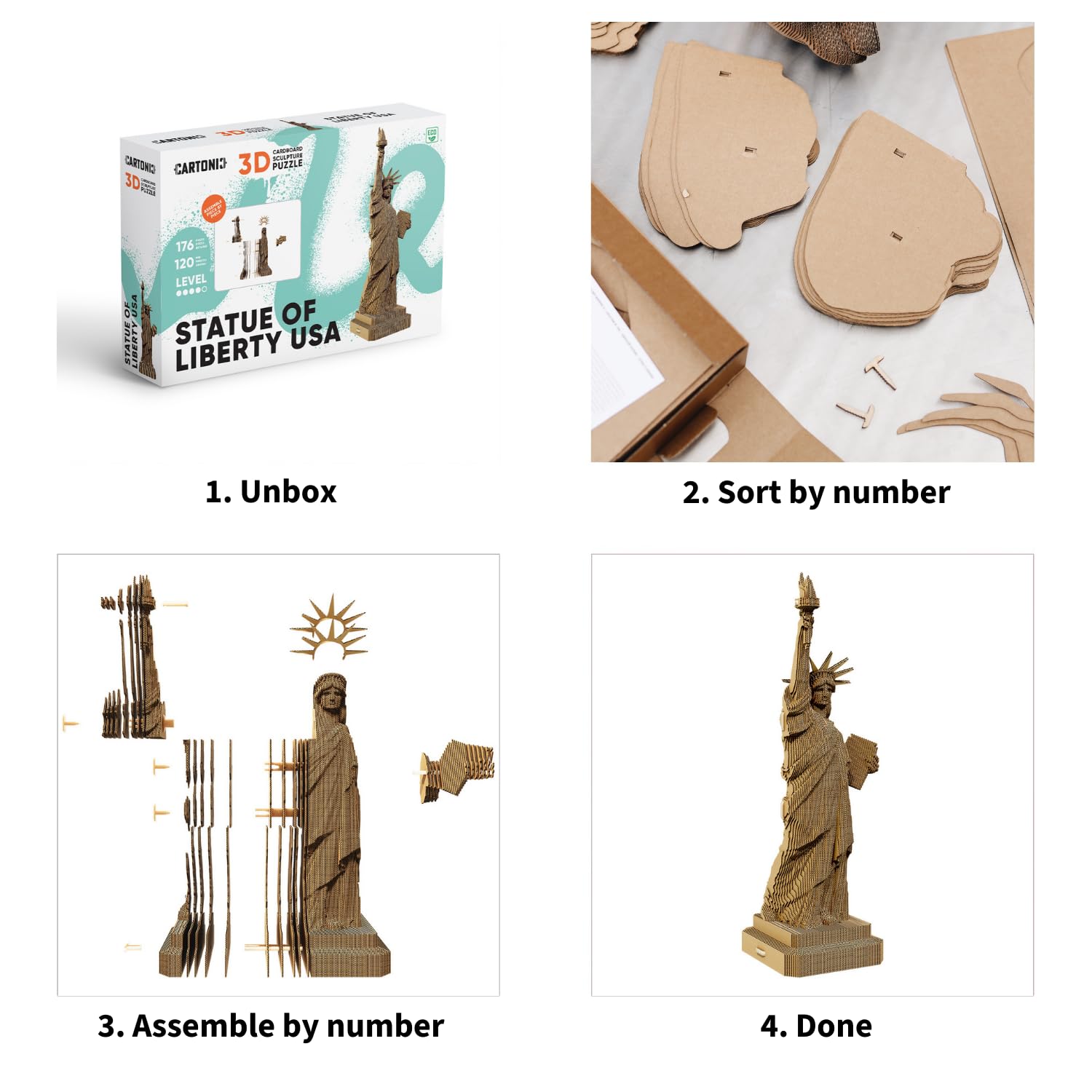 Cartonic Statua della Libertà Puzzle 3D in Cartone – Modellino da Costruire