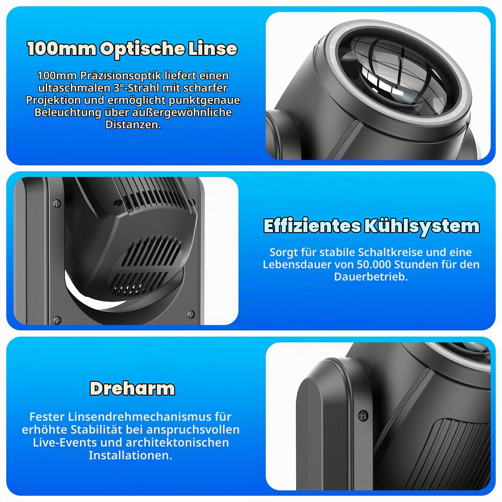150W Moving Head LED Spot Beam Licht mit 8 Gobo 18 Prisma DMX512 Steuerung für Bühne Disco Party Hochzeit Weihnachten Halloween