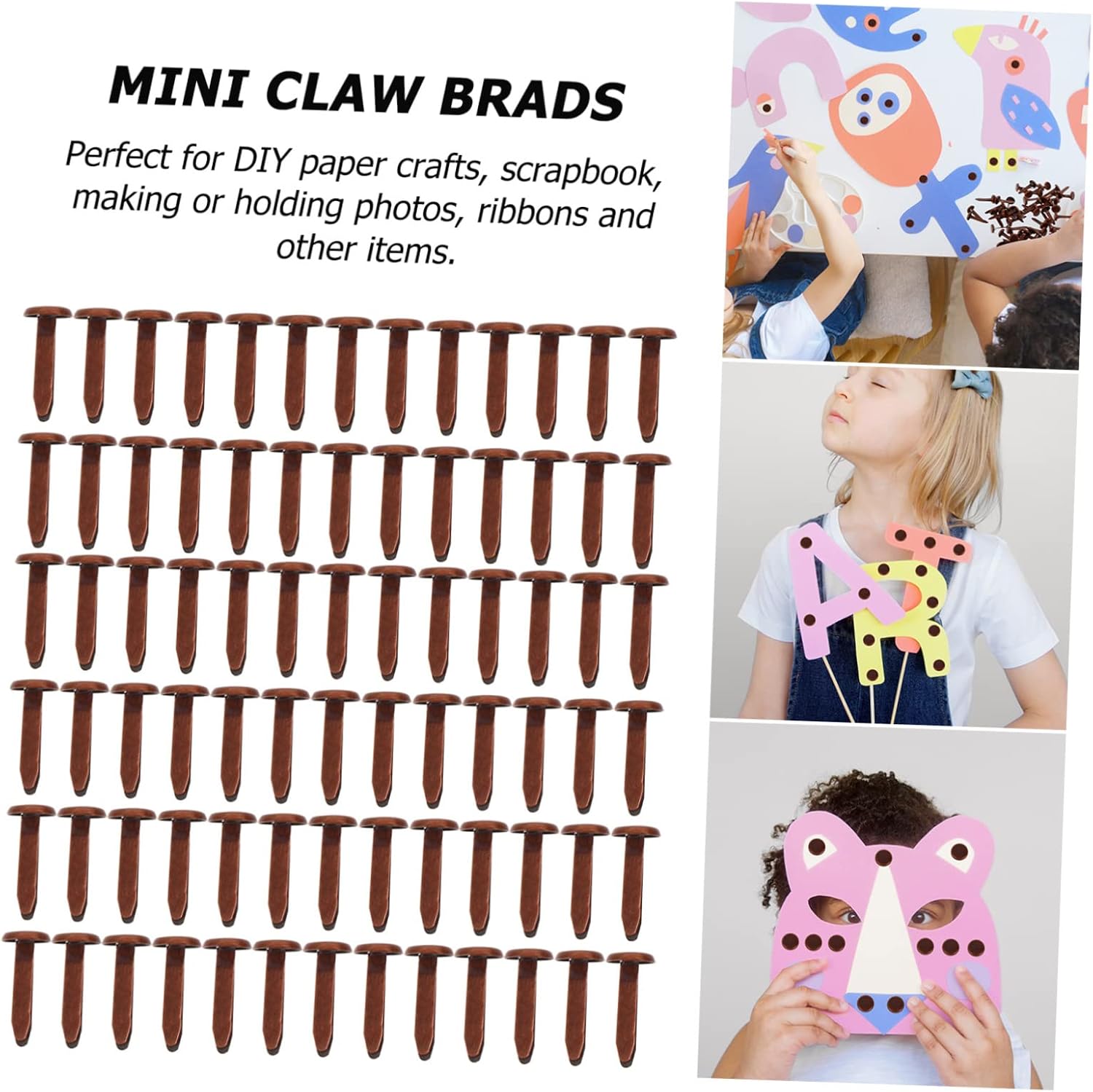 TEHAUX 200Pcs Decorative Iron Nails Mini Claw Brads for Crafts Durable DIY Accessories Antique Safe for Scrapbooking and Creative Projects
