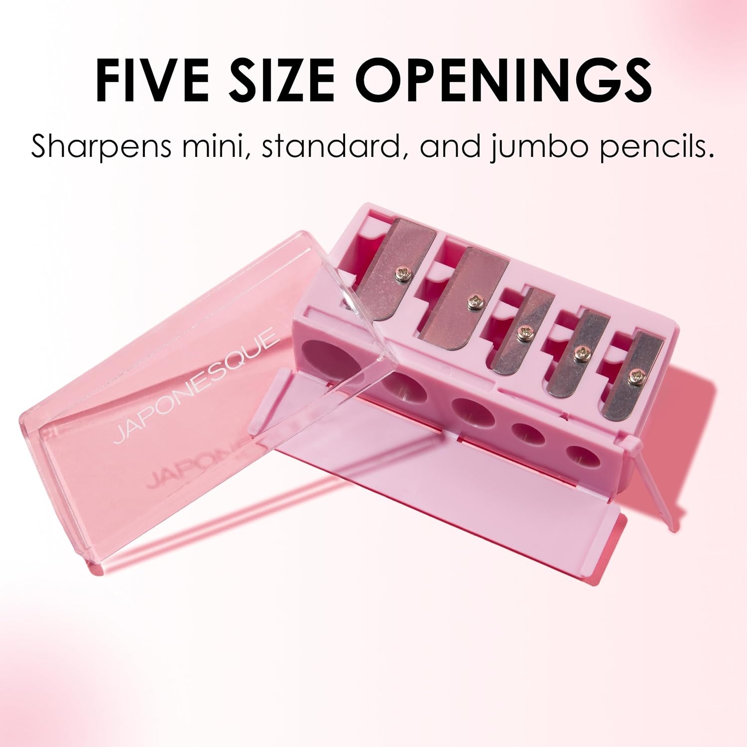 Japonesque Makeup Pencil Sharpener Fits Five Pencil Sizes Mini to Jumbo