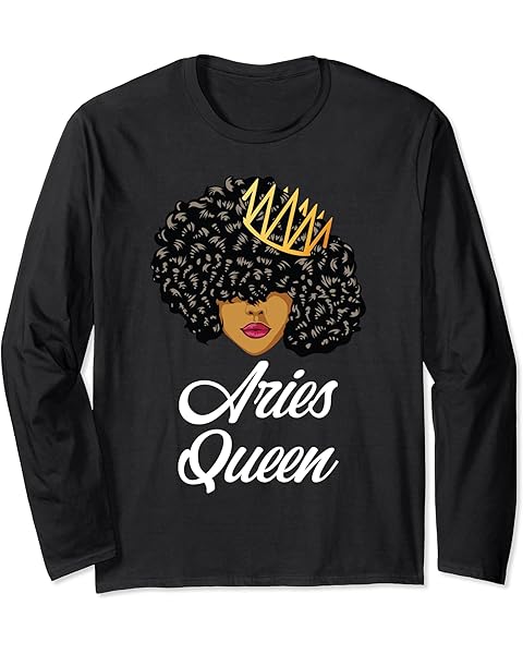 Aries Queen Zodiac Star Sign Birthday For Women Long Sleeve T-Shirt