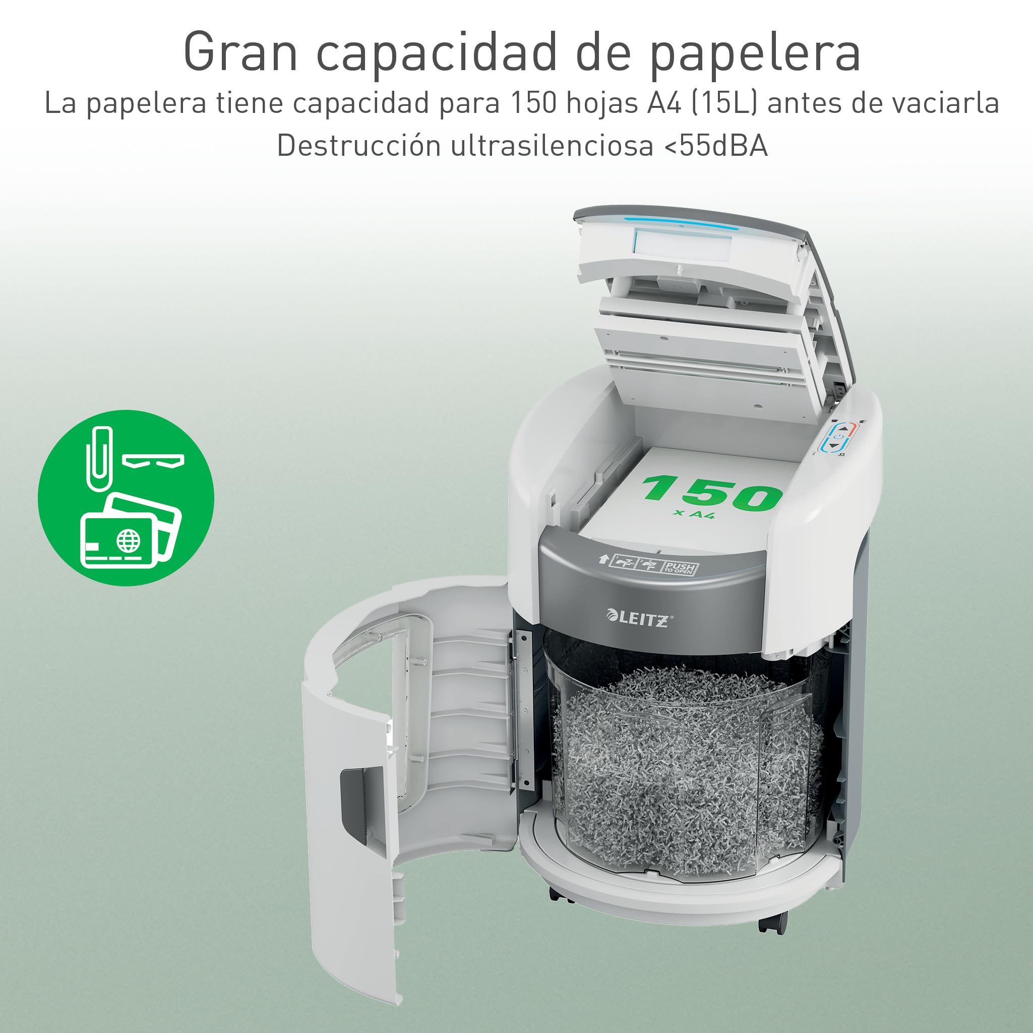 Leitz IQ OptiMax Autofeed 150 Destructora Microcorte Seguridad P5