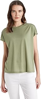 تيشرت محبوك بأكمام قصيرة واسعة ورقبة دائرية ضيقة للنساء من ديفاكتو، C2381AX