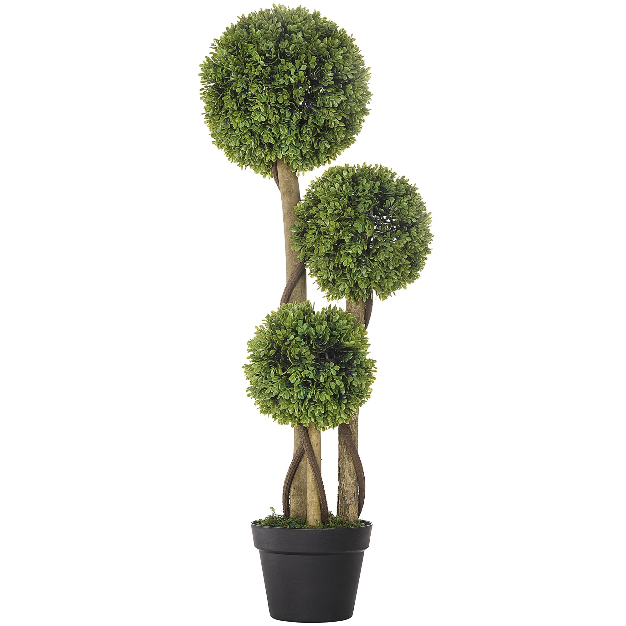 HOMCOM Artificial Boxwood Topiary Tree - 90cm Green - Indoor Outdoor - Plastic