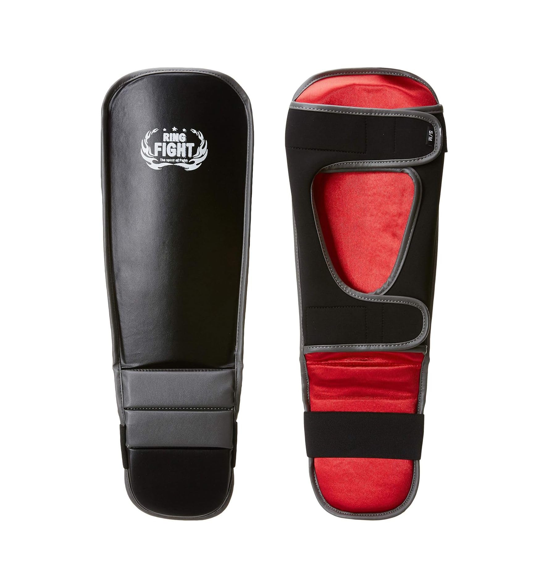 Ring Fight MMA, Boxing Shin Pads, Kickboxing, Muay Thai Training Shin Guards PU Black/Grey (L/XL)-picture-11