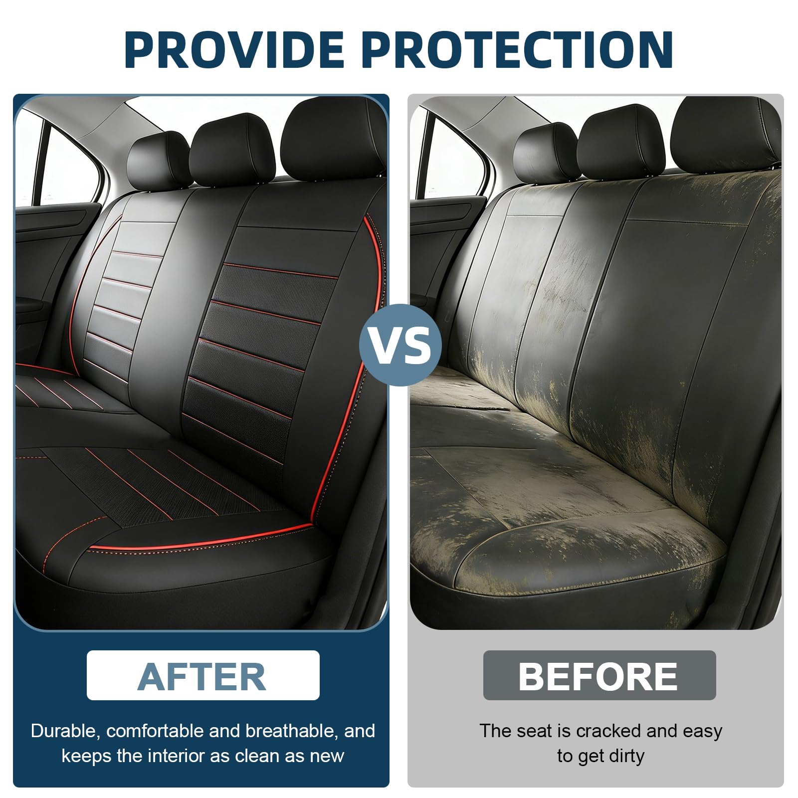 Set completo di 9 coprisedili per auto, in pelle, impermeabili, antiscivolo, protezione per sedili auto, compatibile con airbag, set completo universale da 5 posti, con schienale alto, per SUV