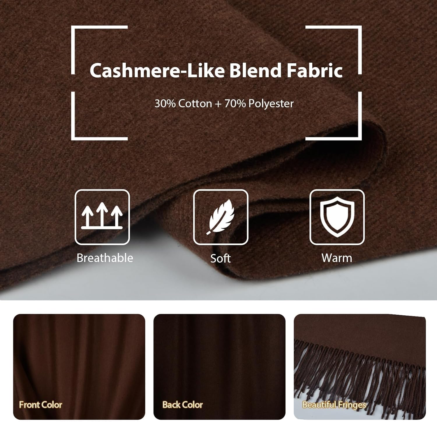 Pashmina Scarf for Women Winter Dressy Shawls and Wraps for Evening Wedding Travel Party Warm Large Elegant Scarves - Image 2