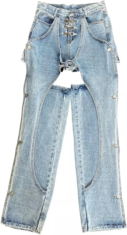 Amazon Co Jp ジーンズ レディース ストリートウェアハイウエストデニムパンツ女性ジーンズ おしゃれ 色 Blue Size M ファッション