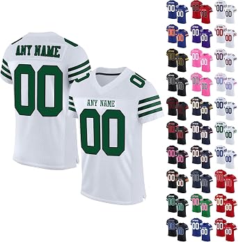 Custom American Football Jersey, Sports T Shirt Quick Dry Breathable Short Sleeve Tee Shirt, Personalised Name Number Logo Jerseys for Men Women Youth