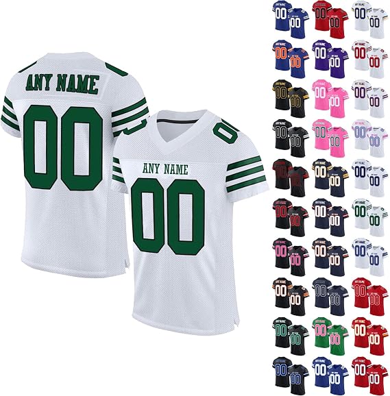 Custom American Football Jersey, Sports T Shirt Quick Dry Breathable Short Sleeve Tee Shirt, Personalised Name Number Logo Jerseys for Men Women Youth