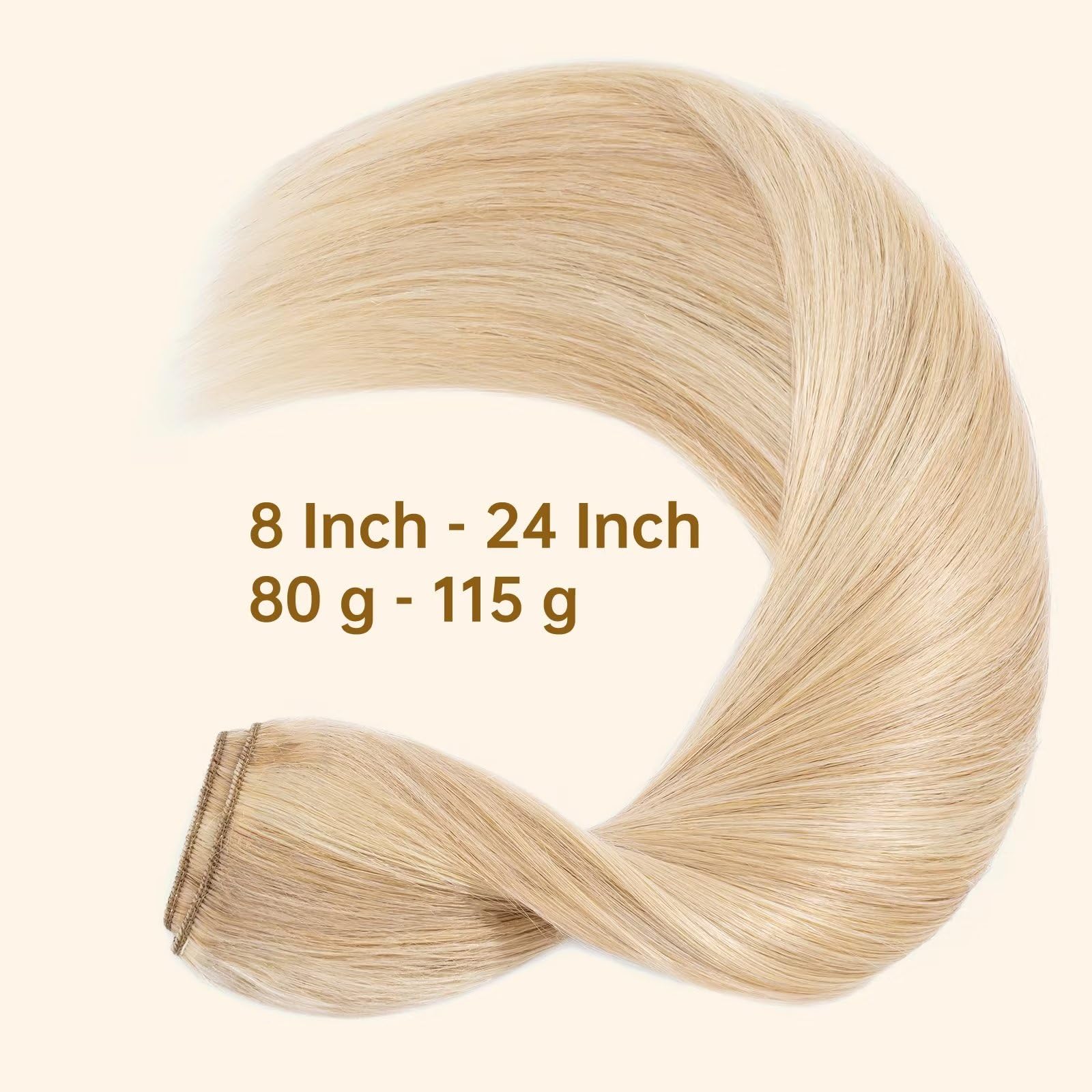 TESS Clip in Extensions Echthaar Blond Balayage 50 cm, Ein Stück Clip in Echthaar Haarverlängerung 5 Clips Remy Haar Extensions 50 g #18P613 Goldblond/Blond Extensions Clip in Echthaar