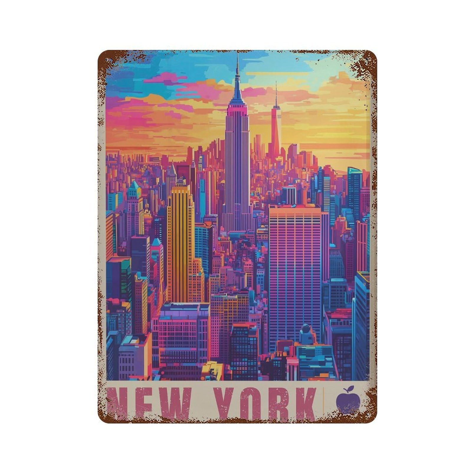 xiaoxiaoshen New York Cityscape Travel Brooklyn Bridge (2) Wall Decor Art Metal Tin Poster Modern Home Decor Art Home Bar Shop Decorations Vintage Sign 40x30cm