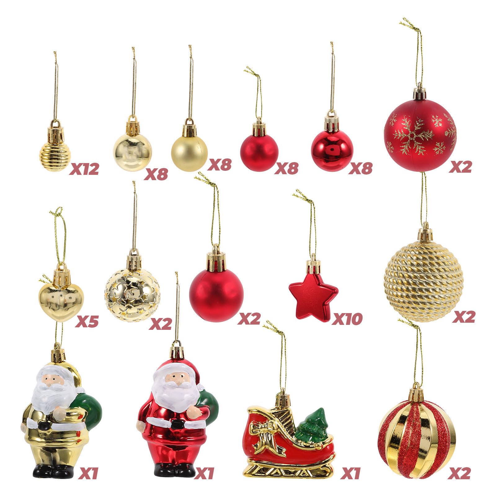 Toyvian 288 Pièces Ensemble de Boules de Noël Suspendues Rouge en Résine | Décorations Festives Légères, Faciles à Accrocher, Réutilisables, pour Sapin et Célébrations Hivernales