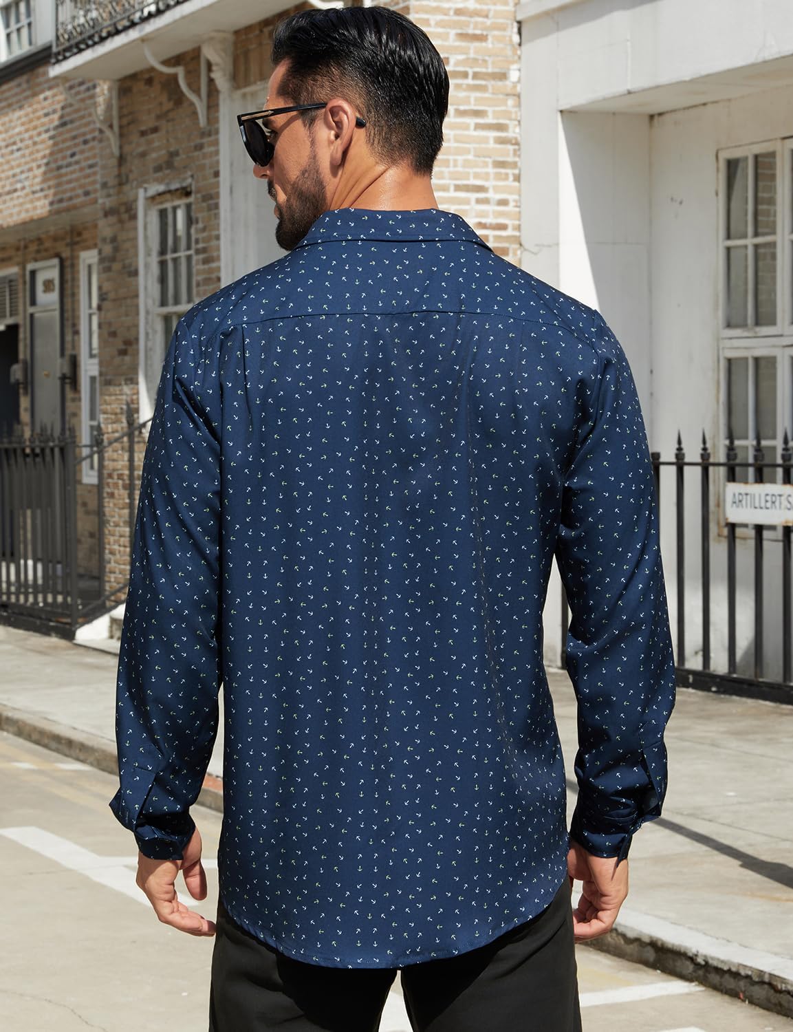 Hardaddy Men's Pattern Long Sleeve Button Down Graphic Printed Business Casual Dress Shirts with Pocket - Image 4