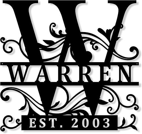 Miniatura 10 de Letrero de metal personalizado  Letrero de nombre personalizado  Arte de pared de metal  Decoración de pared con monograma de letra dividida