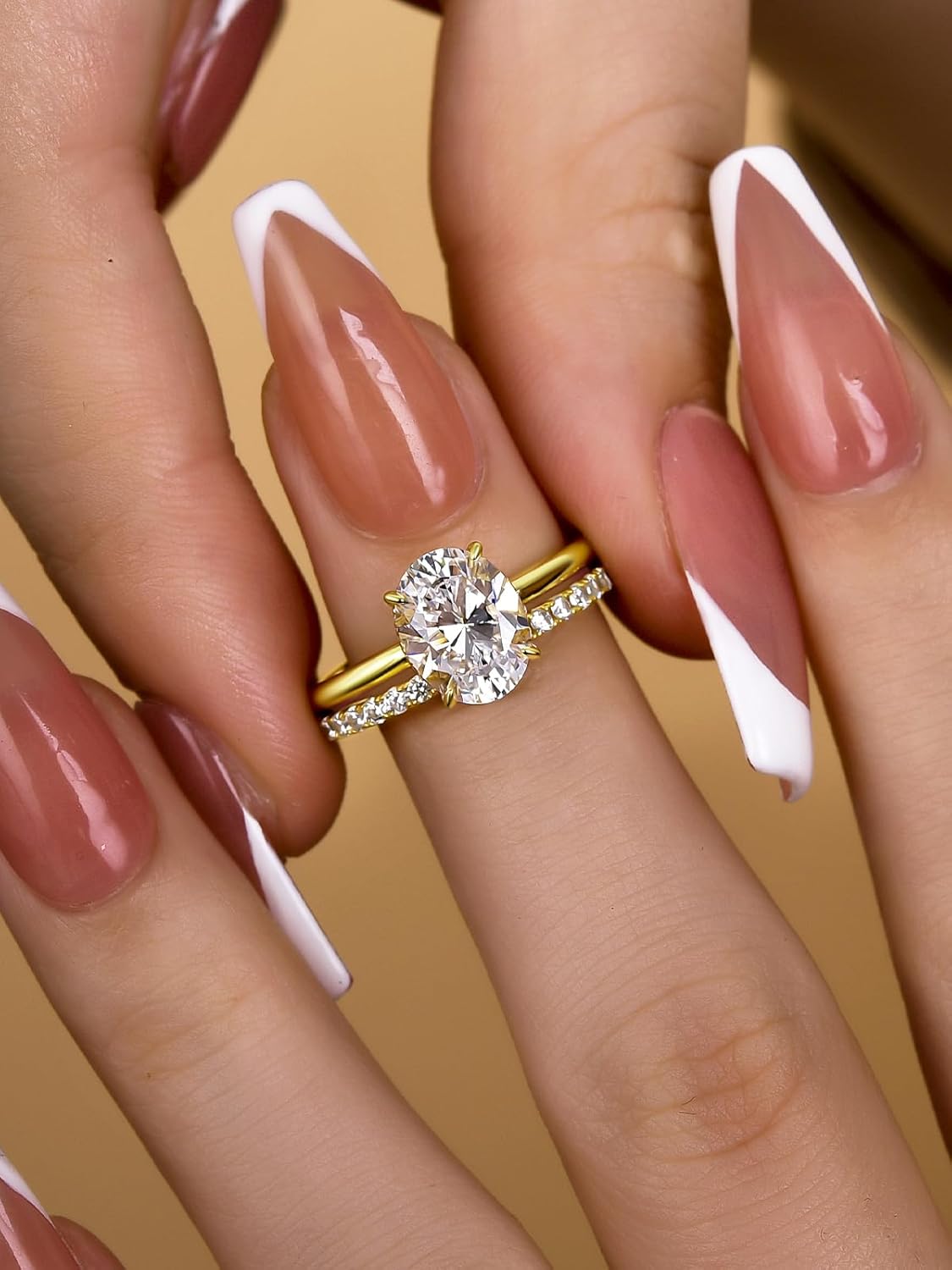 1.5CT/3.5CT Oval Cut Engagement Ring Set,S925 Silver AAAAA Grade CZ Bridal Wedding Ring Set - Image 5