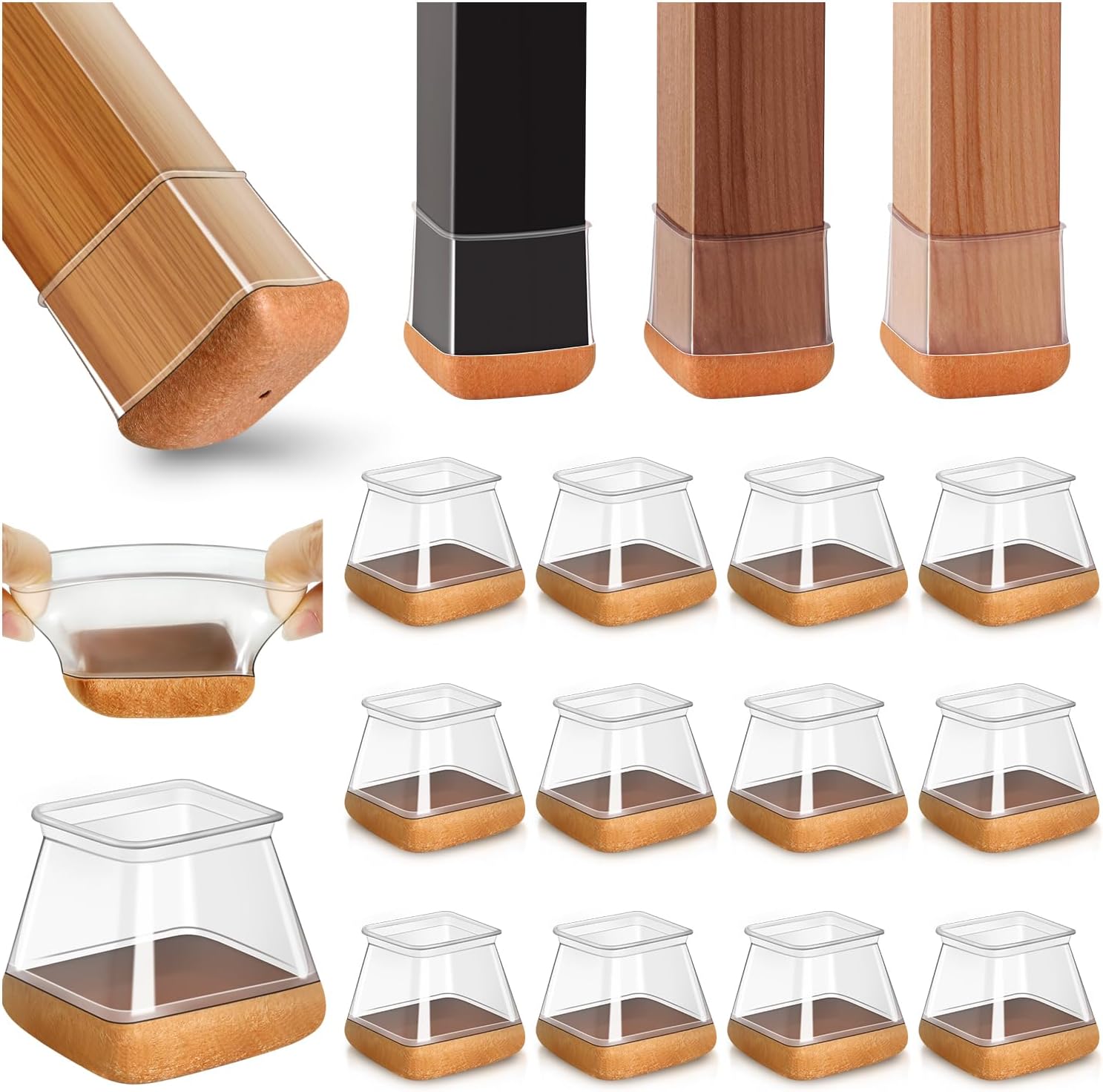 32 Stück Stuhlbeinkappen Aus Silikon - Schutzkappen Mit Filz Für Holzböden & Laminat