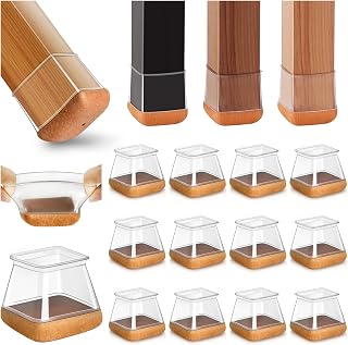 20 Piezas Protectores de Suelo de Silicona Transparente para Patas de Silla, Cuadrados, Tapas de Silicona para Patas de Silla con Fieltro L Fit 27-36mm