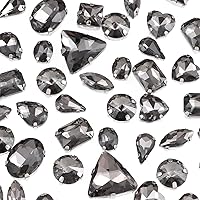 Vista 8 de 50 diamantes de imitación para coser, formas mixtas, diamantes de imitación de cristal para coser en gemas de cristal, parte trasera plana mental