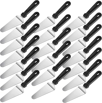 20 Pcs Pizza Spatula Bulk Pie Server Pie Cutter Cake Cutter Stainless Steel Cake Serving Spatula Non Slip Easy to Grip Baking Triangular Spade Plastic Handle Shovel for Desserts Pizza Pie Cake